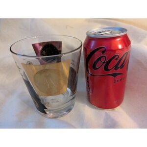 1960 MCM Cera Bob Wallack Highball Cocktail Glass Gold Black Coin 4.5 In Tall